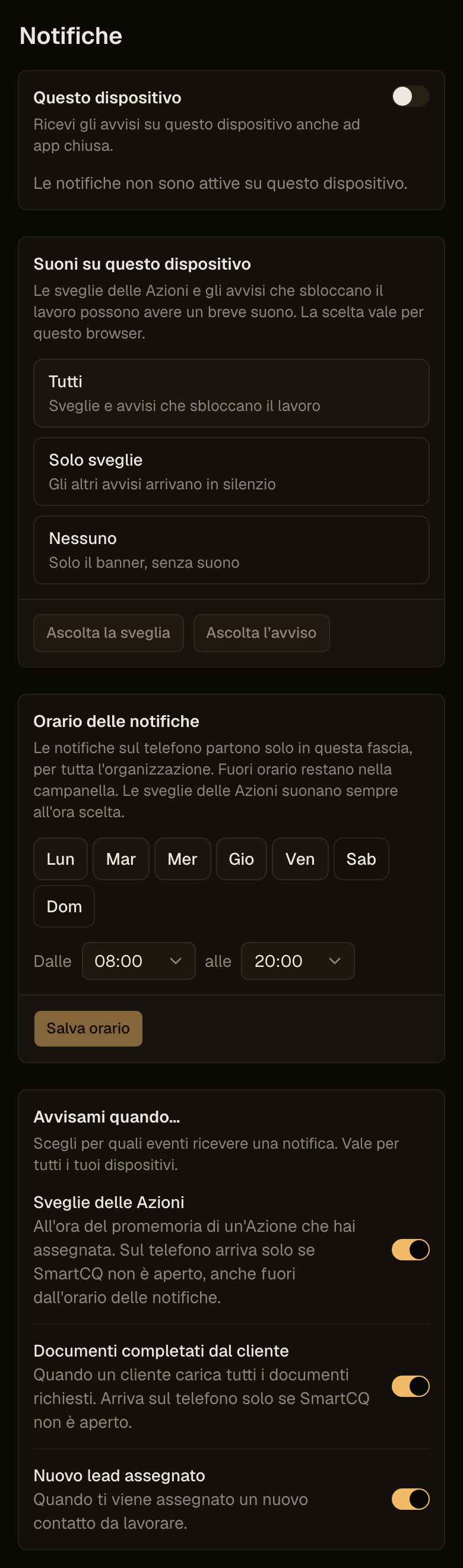 Impostazioni, Notifiche su un telefono: dispositivo, suoni, orario delle notifiche e categorie